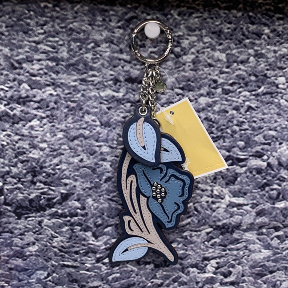 MICHAEL Michael Kors Accessories - NEW MICHAEL KORS NEW NAVY GREY LEATHER KEYCHAIN